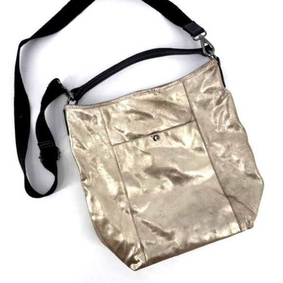 Sorpresa Women's Tote Crossbody Shoulder Bag Gold Metallic Size Large statement - Picture 2 of 11